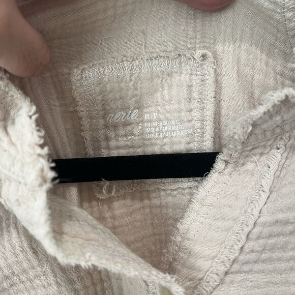 Aerie Gauze Boho Tunic Button Down Distressed Pool To Party Cream Size M - Picture 5 of 9